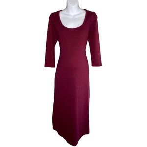 The Nines by Hatch Maternity Bodycon Midi Dress Women's XL Dark Red Side-Slit‎